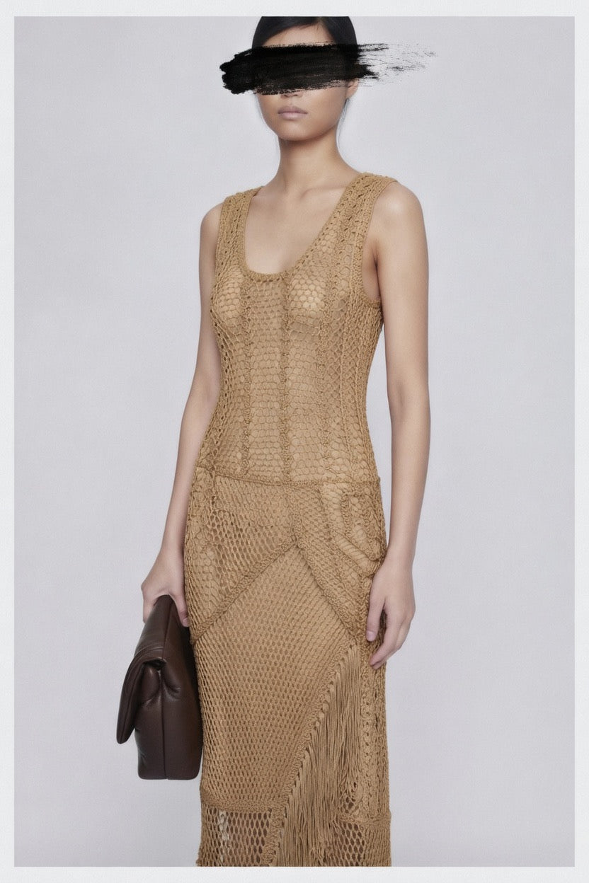 René Derhy Fringed Knitted Dress