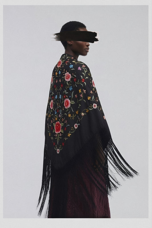 Embroidered Silk Black “Mantón de Manila”