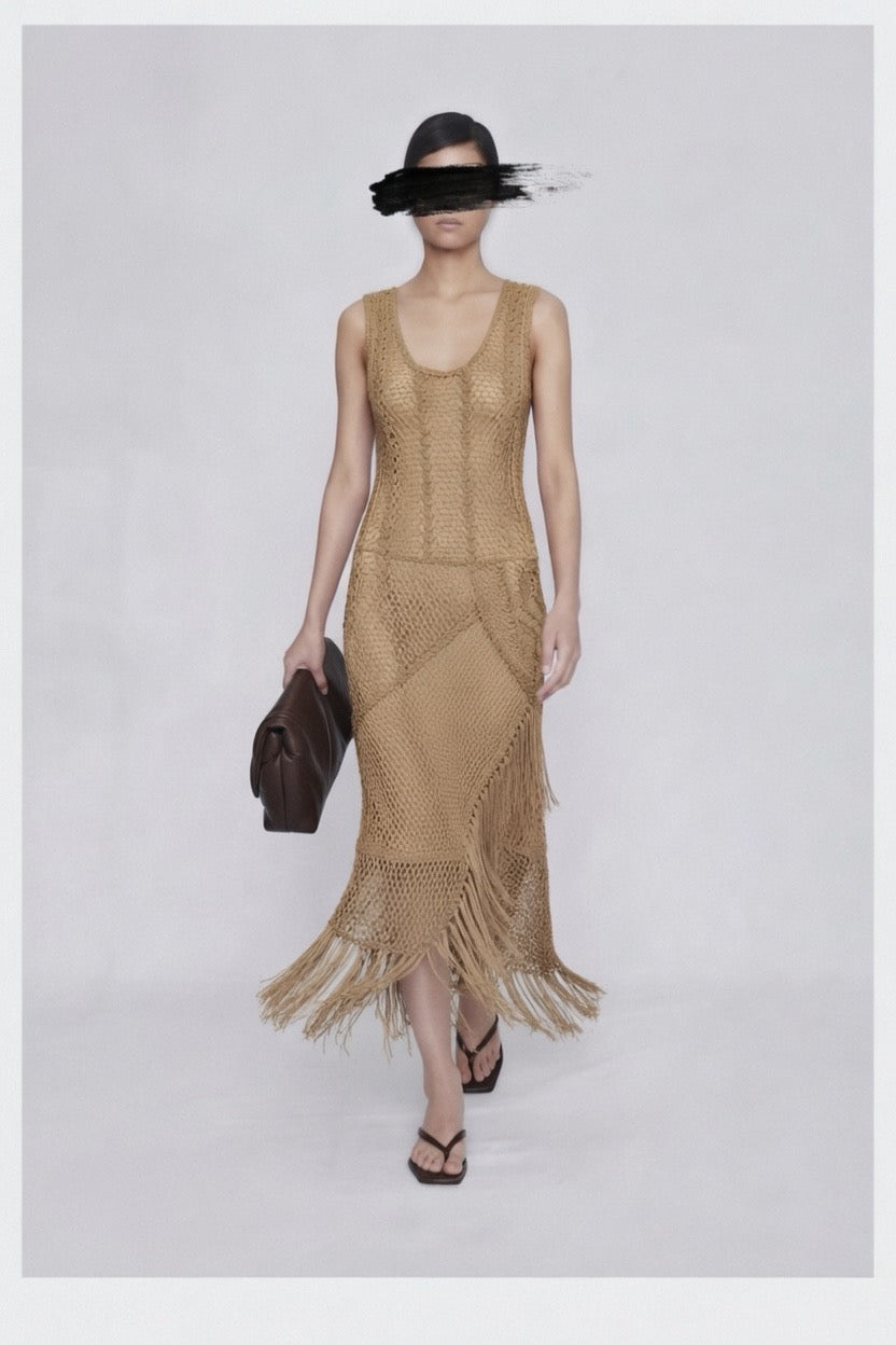 René Derhy Fringed Knitted Dress