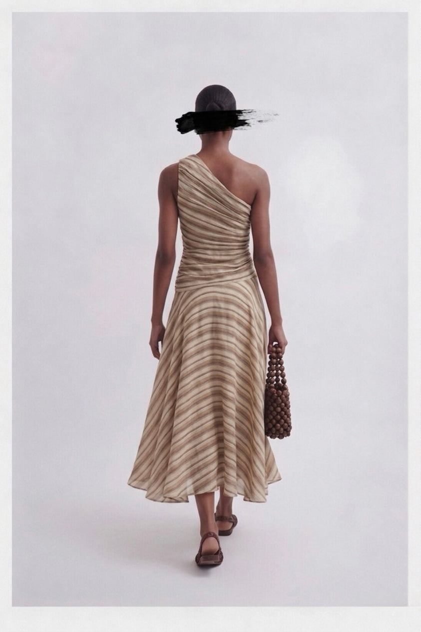 Ulla Johnson Ruched Striped Midi Dress