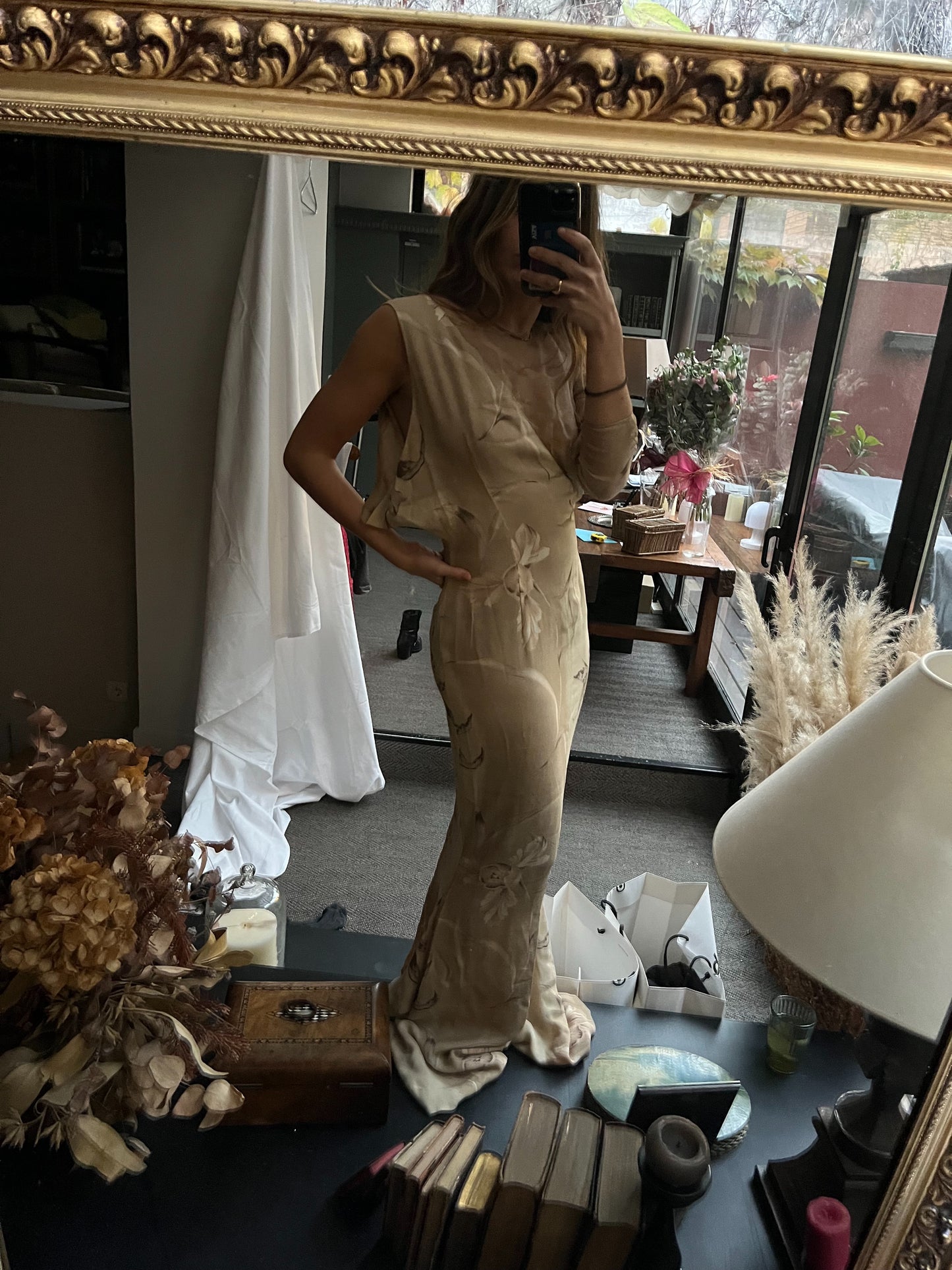 Vintage silk&sheer maxi dress