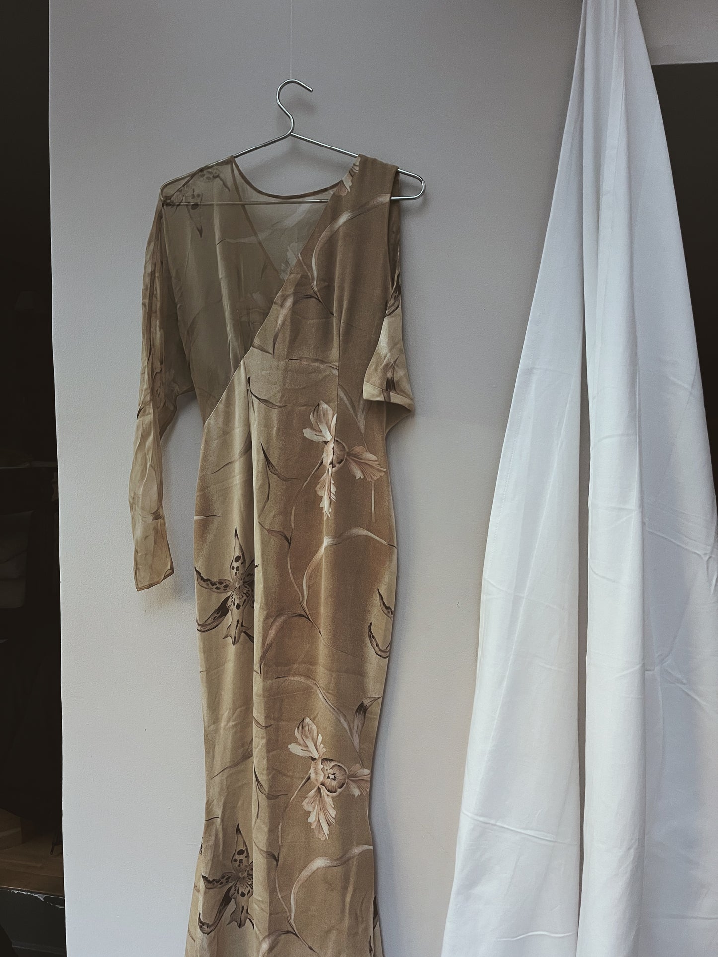 Vintage silk&sheer maxi dress