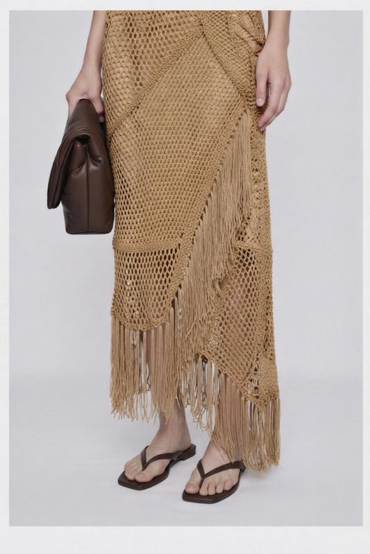 René Derhy Fringed Knitted Dress