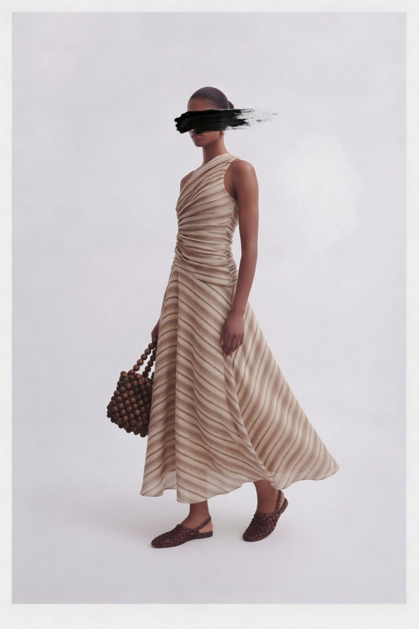 Ulla Johnson Ruched Striped Midi Dress