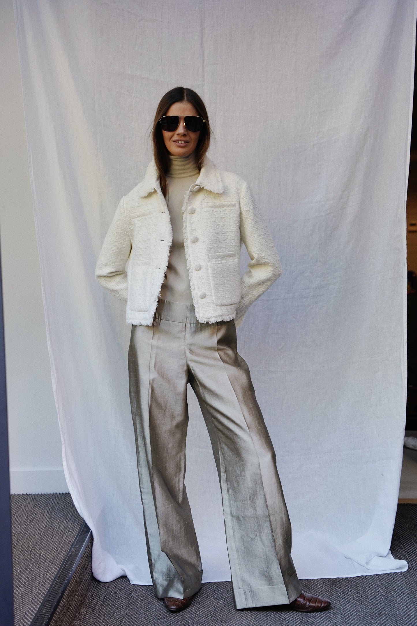 Armani Collezioni metallic silk trousers